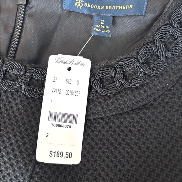 NWT- Brooks Brothers Black Textured Midi Dress - Picture 11 of 11